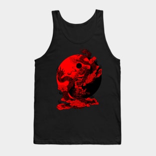 Ying Yang Red Dragon Graphic Tee Tank Top